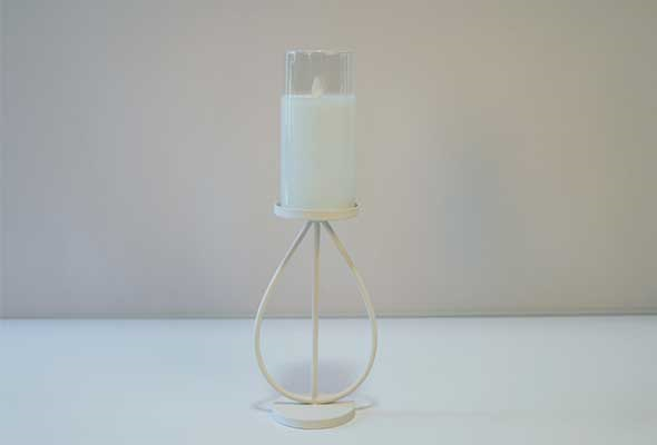 White Line Wrought Iron Candlestick