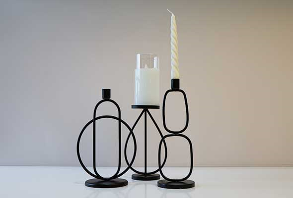 Black Line Wrought Iron Candlestick